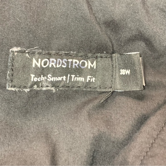 NORDSTROM Trim Straight Leg Stretch Flat Front Chino Trousers in Black - Picture 9 of 11